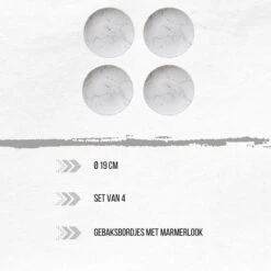 Orange85 Gebaksbordjes - Taart - 4 Stuks - Wit - 19cm - Marmer -Keukenproducten Winkel 1200x1200 1384