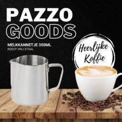Merkloos Pazzo Goods - Melkkan - Melkkannetje Opschuim - Zilver - 350 Ml - Premium Kwaliteit - RVS - -Keukenproducten Winkel 1200x1200 1404