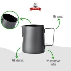 Krumble Melkkannetje 300ml / RVS Melkopschuimkan / Melkkan / Antraciet - Zwart -Keukenproducten Winkel 1200x1200 1409