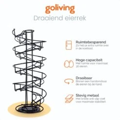 Goliving Eierrek - Eierhouder - Eiermand - Eieren Bewaren - Draaibaar - Ruimtebesparend - RVS - Zwart -Keukenproducten Winkel 1200x1200 1458