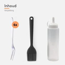 Ocina Poffertjespan Accessoires Set - Doseerfles - Poffertjes Spuitfles - 6x Poffertjes Vork - Kwast - Siliconen Kwast - Bakkwast - Gratis Poffertjes E-Book -Keukenproducten Winkel 1200x1200 263