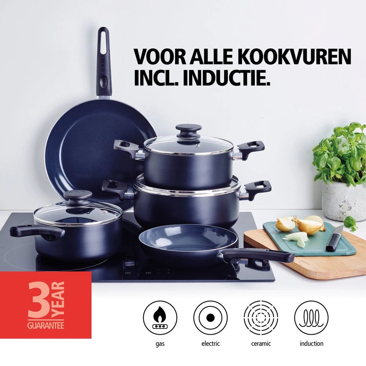 Brabantia Cooking Pleasure Set - 5 Delig - Inductie - Keramische Anti Aanbaklaag - Pfas Vrij 7 Brabantia Cooking Pleasure Set - 5 Delig - Inductie - Keramische Anti Aanbaklaag - Pfas Vrij - Afbeelding 5