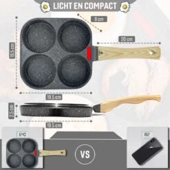 W&Z® Pannenkoekenpan Inductie - Pancake Pan - Omeletpan - Omeletmaker -Eierpan- Anti Aanbak - 4 Vakjes -Keukenproducten Winkel 1200x1200 310