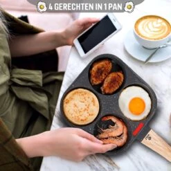 W&Z® Pannenkoekenpan Inductie - Pancake Pan - Omeletpan - Omeletmaker -Eierpan- Anti Aanbak - 4 Vakjes -Keukenproducten Winkel 1200x1200 312