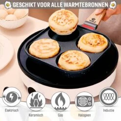 W&Z® Pannenkoekenpan Inductie - Pancake Pan - Omeletpan - Omeletmaker -Eierpan- Anti Aanbak - 4 Vakjes -Keukenproducten Winkel 1200x1200 313