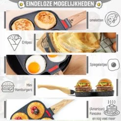 W&Z® Pannenkoekenpan Inductie - Pancake Pan - Omeletpan - Omeletmaker -Eierpan- Anti Aanbak - 4 Vakjes -Keukenproducten Winkel 1200x1200 314