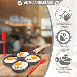 W&Z® Pannenkoekenpan Inductie - Pancake Pan - Omeletpan - Omeletmaker -Eierpan- Anti Aanbak - 4 Vakjes -Keukenproducten Winkel 1200x1200 315