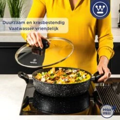 Westinghouse Hapjespan Inductie - Ø 28 Cm - Zwart Marmer - Met Deksel -Keukenproducten Winkel 1200x1200 404