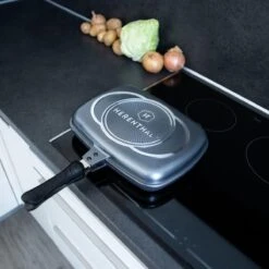 Herenthal Dubbele Grillpan - Ø 28 Cm - Koekenpan - Keramische Pan - Marmeren Coating Met Antiaanbaklaag - PFAS & PFOA Vrij - Pan - Grill - Vermindert Geur, Rook En Oliespatten - Zilver -Keukenproducten Winkel 1200x1200 424