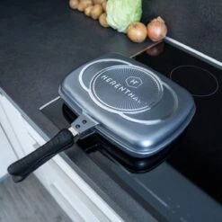 Herenthal Dubbele Grillpan - Ø 28 Cm - Koekenpan - Keramische Pan - Marmeren Coating Met Antiaanbaklaag - PFAS & PFOA Vrij - Pan - Grill - Vermindert Geur, Rook En Oliespatten - Zilver -Keukenproducten Winkel 1200x1200 428