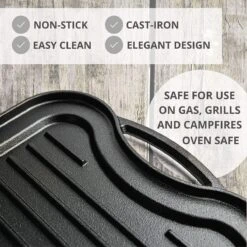 Nuovva Dubbelzijdig Gietijzeren Grillplaat - 50cm X 26cm -Keukenproducten Winkel 1200x1200 439