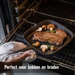 Daumonet Auguste Noir Gietijzeren Grillpan - Steakpan Zwart - PFAS & PFOA Vrij - Vierkant Met Schenktuit - 23,5 Cm - 2 Liter - Emaille - Alle Warmtebronnen - Elektrisch - Gas - Halogeen - Inductie - Keramisch -Keukenproducten Winkel 1200x1200 458