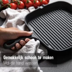 Daumonet Auguste Noir Gietijzeren Grillpan - Steakpan Zwart - PFAS & PFOA Vrij - Vierkant Met Schenktuit - 23,5 Cm - 2 Liter - Emaille - Alle Warmtebronnen - Elektrisch - Gas - Halogeen - Inductie - Keramisch -Keukenproducten Winkel 1200x1200 461