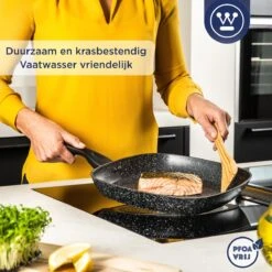 Westinghouse Grillpan - Ø 28 Cm - Zwart Marmer - Geschikt Voor Alle Warmtebronnen Inclusief Inductie - Steakpan Met Antiaanbaklaag- Aluminium -Keukenproducten Winkel 1200x1200 466