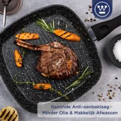 Westinghouse Grillpan - Ø 28 Cm - Zwart Marmer - Geschikt Voor Alle Warmtebronnen Inclusief Inductie - Steakpan Met Antiaanbaklaag- Aluminium -Keukenproducten Winkel 1200x1200 467