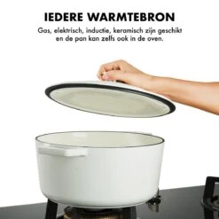 MOA Gietijzeren Braadpan - Inhoud 5,7 Liter - 26CM - Rond - Alle Warmtebronnen - Ook Voor Inductie - Gewicht 5,8 Kg - Wit - C26W -Keukenproducten Winkel 1200x1200 515