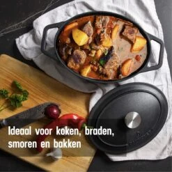 Gietijzeren Braadpan - Sudderpan Zwart Van Daumonet - Ovaal - Ø 29 Cm - 3 Liter - 100% PFAS & PFOA Vrij - Emaille - Geschikt Voor Alle Warmtebronnen - Elektrisch - Gas - Halogeen - Inductie - Keramisch - Vaatwasserbestendig -Keukenproducten Winkel 1200x1200 550