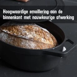 Gietijzeren Braadpan - Sudderpan Zwart Van Daumonet - Ovaal - Ø 29 Cm - 3 Liter - 100% PFAS & PFOA Vrij - Emaille - Geschikt Voor Alle Warmtebronnen - Elektrisch - Gas - Halogeen - Inductie - Keramisch - Vaatwasserbestendig -Keukenproducten Winkel 1200x1200 554