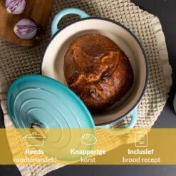 Chefarone Gietijzeren Pan - Braadpan Inclusief Deksel - Geschikt Voor Alle Warmtebronnen - Geëmailleerd Blauw -Keukenproducten Winkel 1200x1200 564