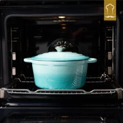 Chefarone Gietijzeren Pan - Braadpan Inclusief Deksel - Geschikt Voor Alle Warmtebronnen - Geëmailleerd Blauw -Keukenproducten Winkel 1200x1200 569