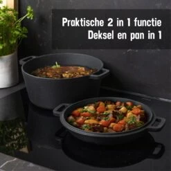Daumonet Ducasse Gietijzeren Double Use Braadpan - Combi Sudderpan Zwart - 2-in-1 Bak- En Braadpan - PFAS & PFOA Vrij - Rond - Ø 26 Cm - 4,4 Liter - Emaille - Alle Warmtebronnen - Elektrisch - Gas - Halogeen - Inductie - Keramisch 14 Daumonet Ducasse Gietijzeren Double Use Braadpan - Combi Sudderpan Zwart - 2-in-1 Bak- En Braadpan - PFAS & PFOA Vrij - Rond - Ø 26 Cm - 4,4 Liter - Emaille - Alle Warmtebronnen - Elektrisch - Gas - Halogeen - Inductie - Keramisch -Keukenproducten Winkel 1200x1200 588