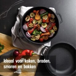 Daumonet Ducasse Gietijzeren Double Use Braadpan - Combi Sudderpan Zwart - 2-in-1 Bak- En Braadpan - PFAS & PFOA Vrij - Rond - Ø 26 Cm - 4,4 Liter - Emaille - Alle Warmtebronnen - Elektrisch - Gas - Halogeen - Inductie - Keramisch 15 Daumonet Ducasse Gietijzeren Double Use Braadpan - Combi Sudderpan Zwart - 2-in-1 Bak- En Braadpan - PFAS & PFOA Vrij - Rond - Ø 26 Cm - 4,4 Liter - Emaille - Alle Warmtebronnen - Elektrisch - Gas - Halogeen - Inductie - Keramisch -Keukenproducten Winkel 1200x1200 589