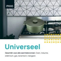 MOA Gietijzeren Braadpan - Inhoud 4,75 Liter - 26CM - Rond - Alle Warmtebronnen - Ook Voor Inductie - Gewicht 5,8 Kg - Olijfgroen - MC26OG -Keukenproducten Winkel 1200x1200 600