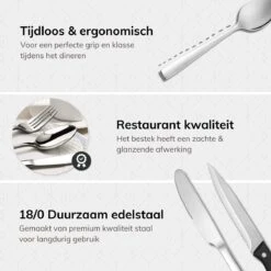 Deleca 12 Persoons Bestekset (72-delig) - Lepels, Messen, Vorken & Steakmessen - Vaatwasserbestendig - Zilver / RVS -Keukenproducten Winkel 1200x1200 743
