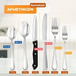 Strex Bestekset 6 Persoons - Zilver - 36-delig - Roestvrij Staal - Lepels, Messen, Vorken En Steakmessen - Hoogwaardige Kwaliteit -Keukenproducten Winkel 1200x1200 796
