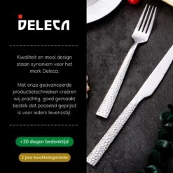 Deleca 6 Persoons Bestekset Deluxe (30-delig) - Vorken, Lepels En Messen - Vaatwasserbestendig - Gehamerd - Zilver / RVS -Keukenproducten Winkel 1200x1200 804