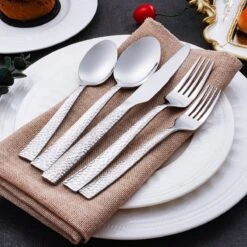 Deleca 6 Persoons Bestekset Deluxe (30-delig) - Vorken, Lepels En Messen - Vaatwasserbestendig - Gehamerd - Zilver / RVS -Keukenproducten Winkel 1200x1200 805