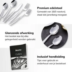 Deleca 6 Persoons Bestekset Deluxe (30-delig) - Vorken, Lepels En Messen - Vaatwasserbestendig - Gehamerd - Zilver / RVS -Keukenproducten Winkel 1200x1200 806