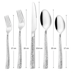 Deleca 6 Persoons Bestekset Deluxe (30-delig) - Vorken, Lepels En Messen - Vaatwasserbestendig - Gehamerd - Zilver / RVS -Keukenproducten Winkel 1200x1200 809