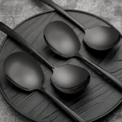 House Of Husk® Opscheplepel Set - Zwart - Serveerlepel - Groetelepel - Aardappellepel - 21cm - RVS - 4 Stuks -Keukenproducten Winkel 1200x1200 849