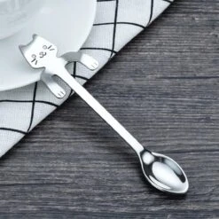 Merkloos 4 Theelepels Hangende Kat - Katten Koffielepel - RVS - Zilverkleurig -Keukenproducten Winkel 1200x1200 872