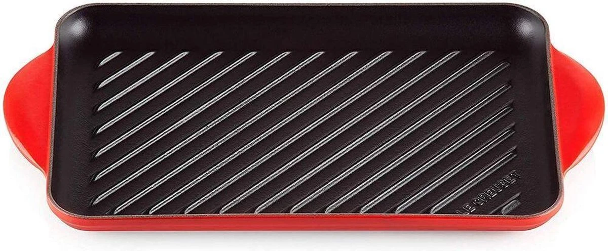 Le Creuset - Gietijzeren Grillplaat - 32x22cm - Kersenrood 3 Le Creuset - Gietijzeren Grillplaat - 32x22cm - Kersenrood