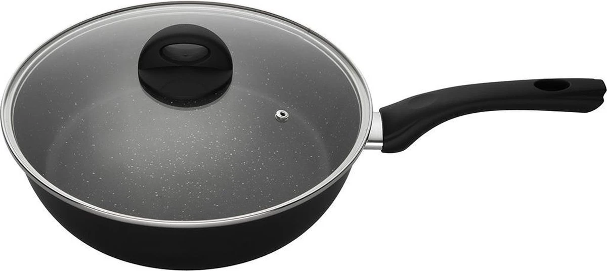 Sola Hapjespan Stonehenge - Ø 28 Cm - Zwart/wit - Aluminium - Antiaanbaklaag 3 Sola Hapjespan Stonehenge - Ø 28 Cm - Zwart/wit - Aluminium - Antiaanbaklaag