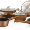 Herenthal Royal HT-CBS1010M - Pannenset - 10 Delig - Marmeren Coating - Met Glazen Deksels - Inductie - Brons Koper -Keukenproducten Winkel 1200x558