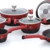 Herenthal Pannenset Inductie - Luxe 10-delige Koekenpan Inductie - Voor Alle Warmtebronnen - Pannen Met Glazen Deksels En Koudgrepen - Rood / Zwart- 6 Pannen -Keukenproducten Winkel 1200x580