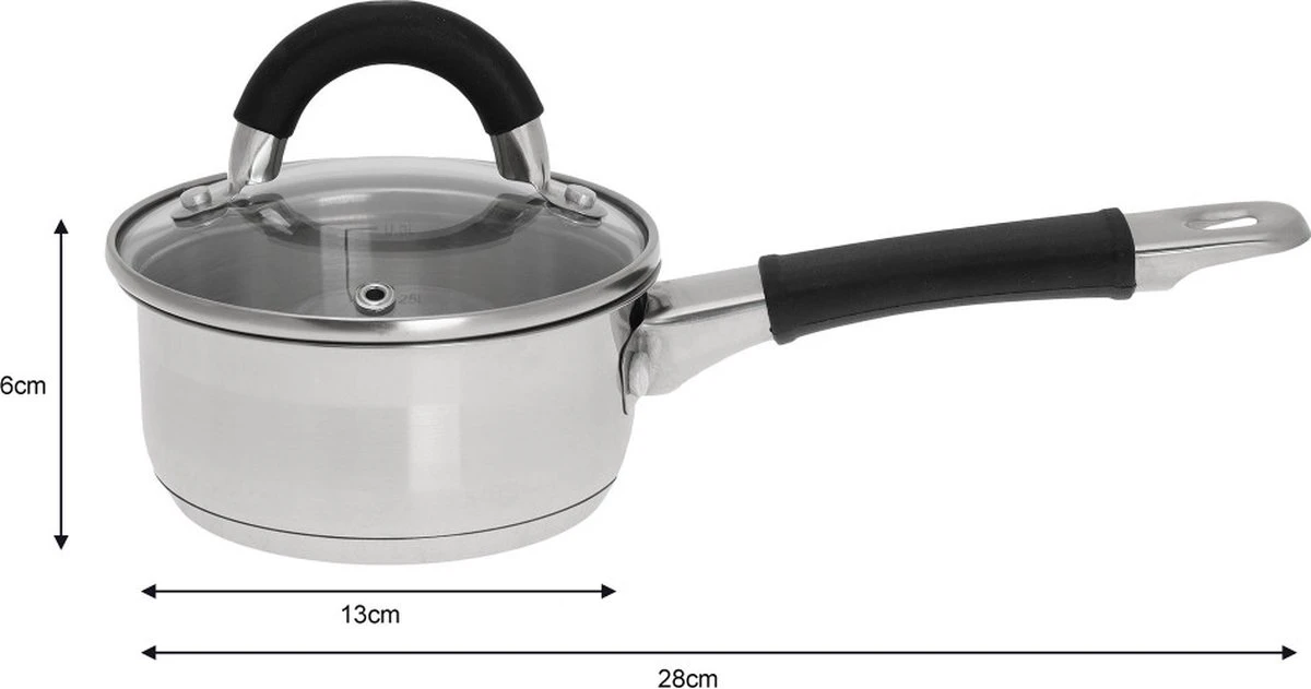 Kinghoff - Steelpan Met Deksel - Rvs - 0,5 Liter 4 Kinghoff - Steelpan Met Deksel - Rvs - 0,5 Liter - Afbeelding 2