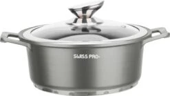 Swiss Pro+ | Set 14 Delige Pannenset | Inductie - Pannensets - Glazen Deksel - Met Afneembare Handgreep - Marmeren Interieur -PFAS-vrij | Grey / Silver -Keukenproducten Winkel 1200x675 2