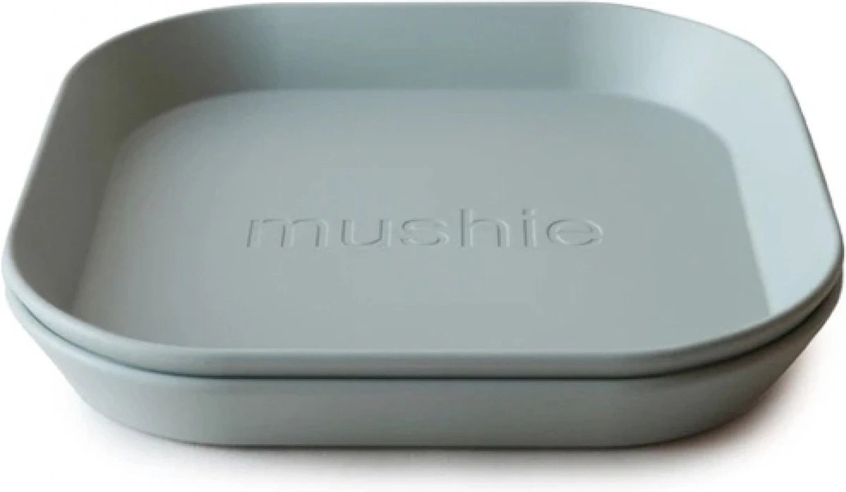 Mushie - Kinderservies Borden Vierkant (Set Van 2) - Borden - Sage 3 Mushie - Kinderservies Borden Vierkant (Set Van 2) - Borden - Sage