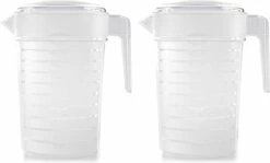 Merkloos Pakket Van 2x Stuks Kunststof Schenkkannen/waterkannen Van 2 Liter - 2000 Ml - Feest/partij/zomer