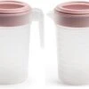 2x Stuks Waterkan/sapkan Transparant/roze Met Deksel 1 Liter Kunststof- Smalle Schenkkan Die In De Koelkastdeur Past -Keukenproducten Winkel 1200x754 3