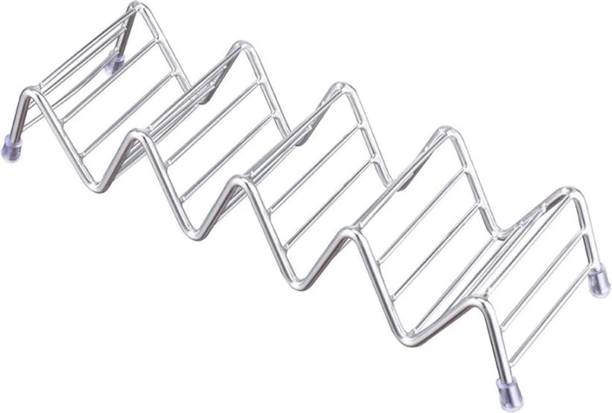 Krumble Taco Houder - Taco En Tortilla Houder Voor 4 Stuks - Serveerschalen - Koken & Tafelen - Kookgerei - Snack- & Tappasschalen - Metaal - Zilver 9 Krumble Taco Houder - Taco En Tortilla Houder Voor 4 Stuks - Serveerschalen - Koken & Tafelen - Kookgerei - Snack- & Tappasschalen - Metaal - Zilver - Afbeelding 7