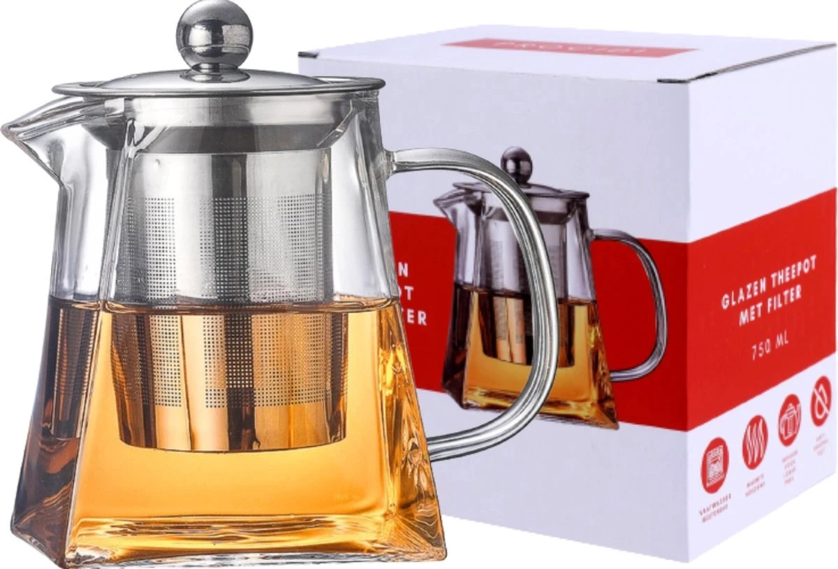 Procidi® Glazen Theepot Met Filter - Theekan Met Infuser - Dubbelwandig Borosilicaat Glas - Thee Thermoskan - Koffiekan 950 ML - Teapot 3 Procidi® Glazen Theepot Met Filter - Theekan Met Infuser - Dubbelwandig Borosilicaat Glas - Thee Thermoskan - Koffiekan 950 ML - Teapot