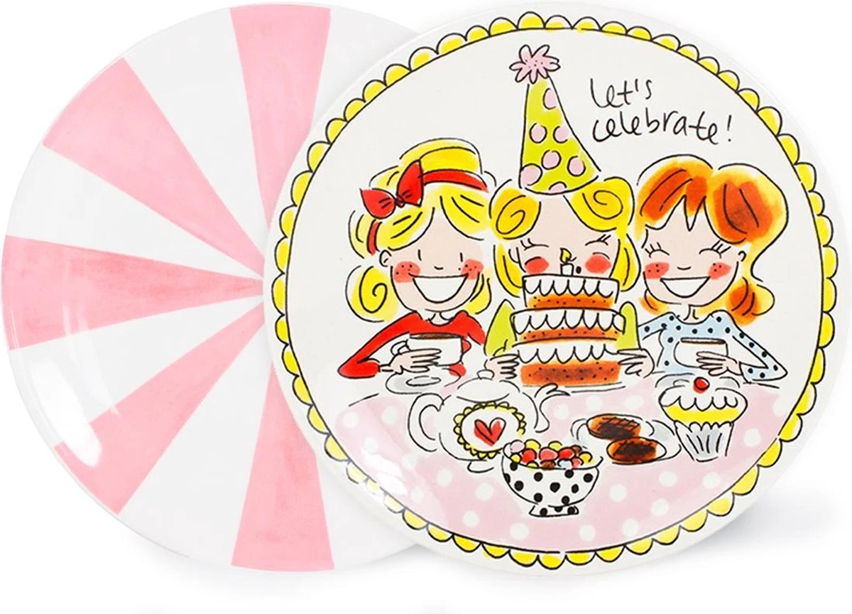 Blond Amsterdam Gebaksbord - Set - Girls/Pink Stripe 3 Blond Amsterdam Gebaksbord - Set - Girls/Pink Stripe