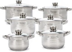 Edënbërg Classic Line - RVS Luxe Pannenset 12 Delig - Voorzien Van 9-Laags Bodem!