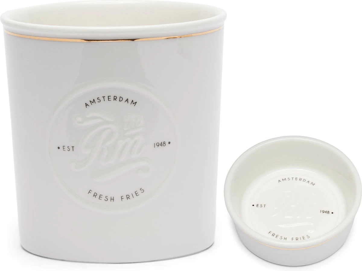 Riviera Maison Friet- En Sausbakje Set Rond - RM Fresh Fries & Sauce Bowl - Porselein - Wit - 2 Stuks 3 Riviera Maison Friet- En Sausbakje Set Rond - RM Fresh Fries & Sauce Bowl - Porselein - Wit - 2 Stuks