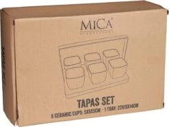 Mica Decorations - Luxe Tapas Set - 6 Zwarte Tapas Schaaltjes Op Houten Tapasplank - Servies - Borrelplank Olijfhout -Keukenproducten Winkel 1200x902 4